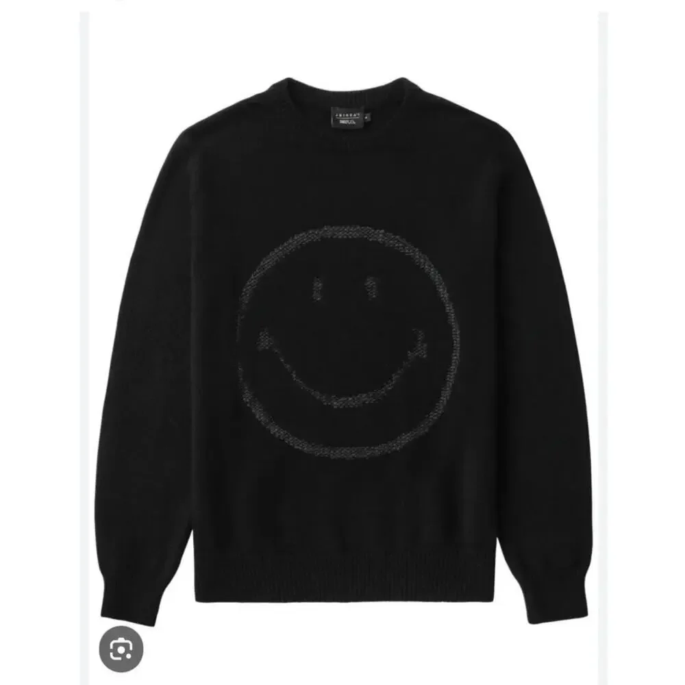 Joshua Sanders Women's Black Smile Knit Outline Sweater Size M NWT